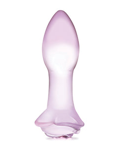 Glas 5" Rosebud Glass Butt Plug - Pink
