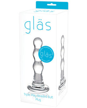 Load image into Gallery viewer, Glas Triple Play Beaded Butt Plug - Clear
