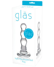 Lataa kuva gallerian katseluohjelmaan, Glas Triple Play Beaded Butt Plug - Clear
