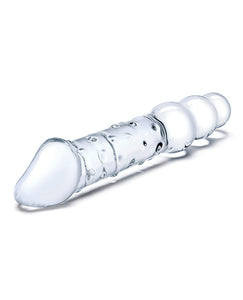 Glas 12" Double Ended Glass Dildo W-anal Beads - Clear
