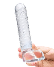 Load image into Gallery viewer, Glas 8&quot; Realistic Ribbed Glass G-spot Dildo W-balls - Clear
