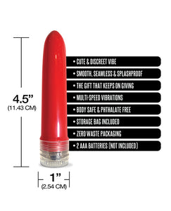 Pleasure Package I Didn't Know Your Size 4" Multi Speed Vibe - Red