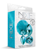 Load image into Gallery viewer, Nixie Metal Butt Plug Set W/jewel Inlaid &amp; Pom Pom
