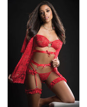 Load image into Gallery viewer, Lace Mini Robe, Bra Lingerie &amp; Hiphugger Garter O/s
