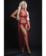Load image into Gallery viewer, Cut Out Open Front Flyaway Night Gown W/pearl Chains &amp; Panty O/s
