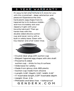 Gender X Crystal Ball Plug W-suction Cup - Clear