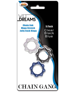 Anillos para el pene Wet Dreams Chain Gang - Asistente. Paquete de 3