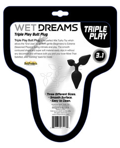 Wet Dreams Triple Play Anal Plug - Black