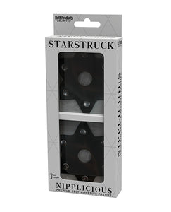 Nipplicious Starstruck Leather Pasties W-studs & Nipple Hole - Black