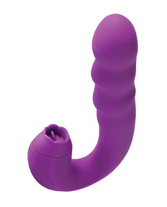 Lilian G-spot Vibrator W-rotating Head & Vibrating Tongue - Purple