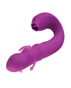 Lilian G-spot Vibrator W-rotating Head & Vibrating Tongue - Purple