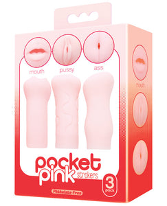 Icon Brands Pocket Pink Strokers - 3- Pack