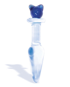 The 9's First Glass Kitty Love Glass Butt Plug - Blue