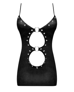 Lust Selene Keyhole Front Dress W/zipper Back & G-string Black