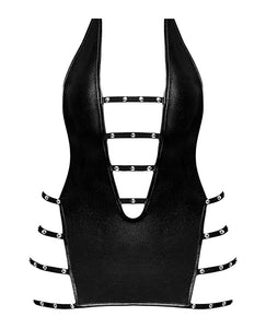 Lust Portia Mini Dress W/plush Elastic Strapping Black