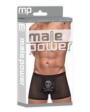 Indlæs billede i gallerifremviser, Private Screening Micro Mesh &amp; Modal Skull Pouch Short Black
