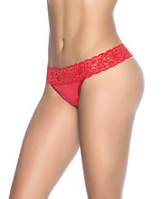 Load image into Gallery viewer, Lace Trim Thong Red
