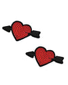 Neva Nude Sequin Arrow Heart Pasties (2 Wears) - Red O-s