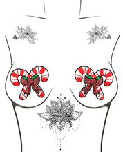Load image into Gallery viewer, Neva Nude Sequin Candy Cane Pasties - Red-white O-s
