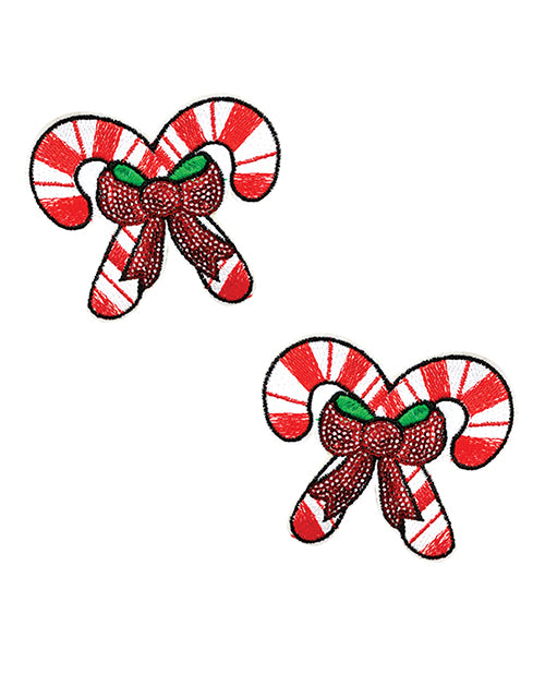 Neva Nude Sequin Candy Cane Pasties - Red-white O-s