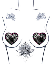 Load image into Gallery viewer, Neva Nude Burlesque Heart N&#39; Soul Crystal Heart Pasties - Pink-clear O-s
