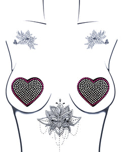 Neva Nude Burlesque Heart N' Soul Crystal Heart Pasties - Pink-clear O-s