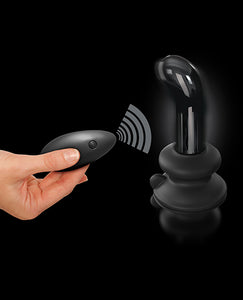 Icicles No. 84 Hand Blown Glass Vibrating Butt Plug W-remote - Black