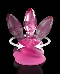 Icicles No. 90 Hand Blown Glass Butt Plug W-suction Cup - Pink