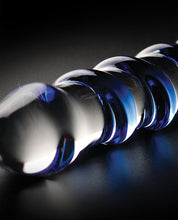 Load image into Gallery viewer, Icicles No. 5 Hand Blown Glass Massager - Clear W-blue Swirls
