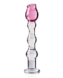 Icicles No. 12 Hand Blown Glass Massager - Clear W-rose Tip
