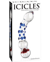 Load image into Gallery viewer, Icicles No. 18 Hand Blown Glass Massager - Clear W-blue Knobs
