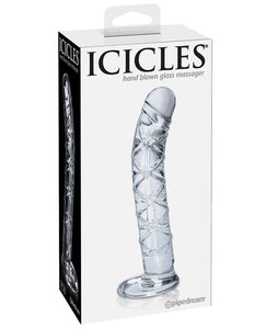Icicles Hand Blown Glass G Spot Dong - Clear