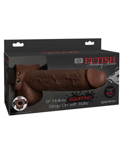 "Fetish Fantasy Series 9"" Hollow Squirting Strap On W/balls"