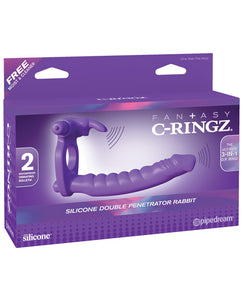 Pene doppio in silicone Fantasy C-ringz Coniglio - Viola