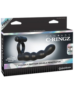 Doppio penetratore posabile per partner Fantasy C-ringz - Nero