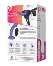 Load image into Gallery viewer, Pegasus 6&quot; Rechargeable Curved Peg W-adjustable Harness &amp; Remote Set - Purple
