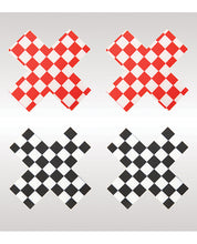 Load image into Gallery viewer, Peekaboos Off The Wall Checkered Pasties - 2 Pairs 1 Black-1 Red

