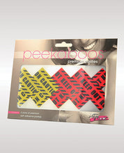 Load image into Gallery viewer, Peekaboos Caution X Pasties - 2 Pairs 1 Red-1 Yellow
