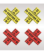 Load image into Gallery viewer, Peekaboos Caution X Pasties - 2 Pairs 1 Red-1 Yellow

