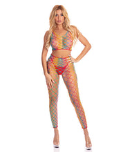 Load image into Gallery viewer, Pink Lipstick Roy G. Biv 2 Pc Bodystocking Rainbow
