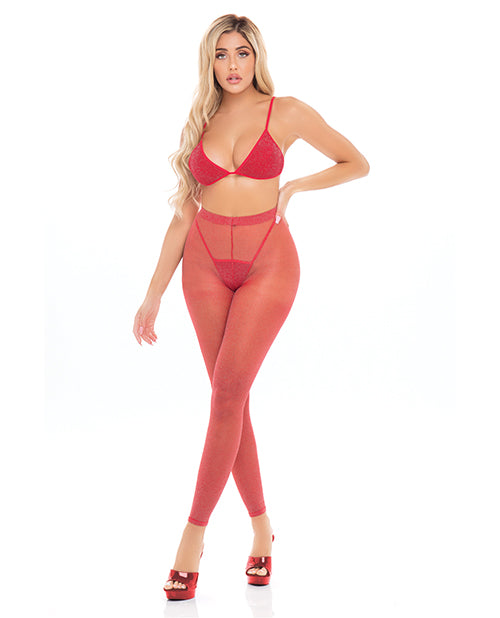 Pink Lipstick Tall Order Bra Top & Leggings O/s