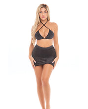 Încărcați imaginea în vizualizatorul Galerie, Pink Lipstick Black Cherry Strap Halter Bra &amp; Skirt O/s
