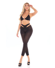 Load image into Gallery viewer, Pink Lipstick Mesmerize Me Tri Top &amp; Legging Black O-s
