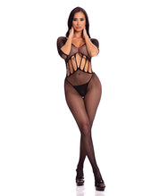 Load image into Gallery viewer, Pink Lipstick Amplify Crotchless Bodystocking Black
