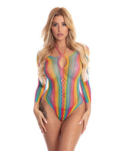 Indlæs billede i gallerifremviser, Pink Lipstick More Color Long Sleeve Bodysuit Rainbow
