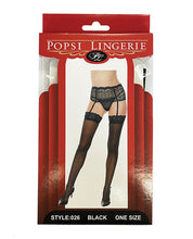 Load image into Gallery viewer, Silicone Lace Top Thigh High Black O-s
