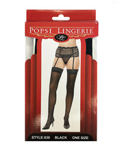 Load image into Gallery viewer, Sheer Lace Top Stocking Black O-s
