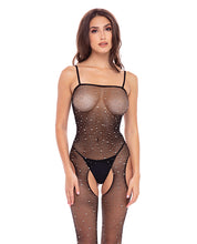 Charger l&#39;image dans la visionneuse de la galerie, Rene Rofe Sparkle Crotchless Bodystocking Red O/s
