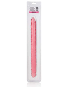 17" Slim Jim Duo Veined Super Slim Dong - Translucence Gel Pink