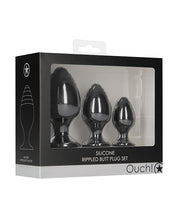 Load image into Gallery viewer, Shots Ouch Rippled Butt Plug Set - Black
